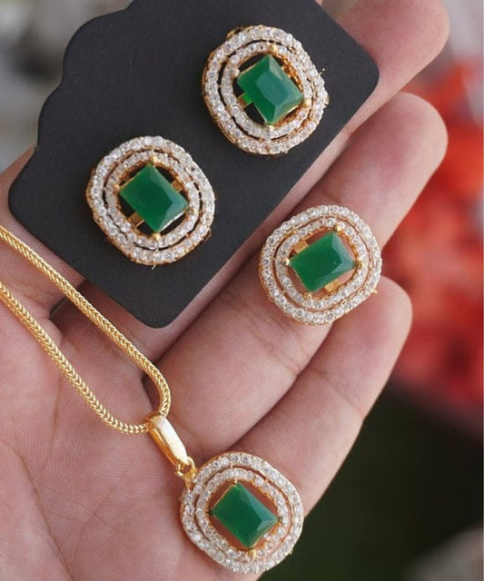 Stone Locket Set Green