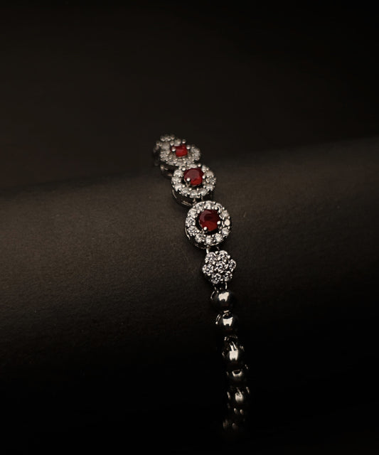 Zircon Bracelet Silver Red