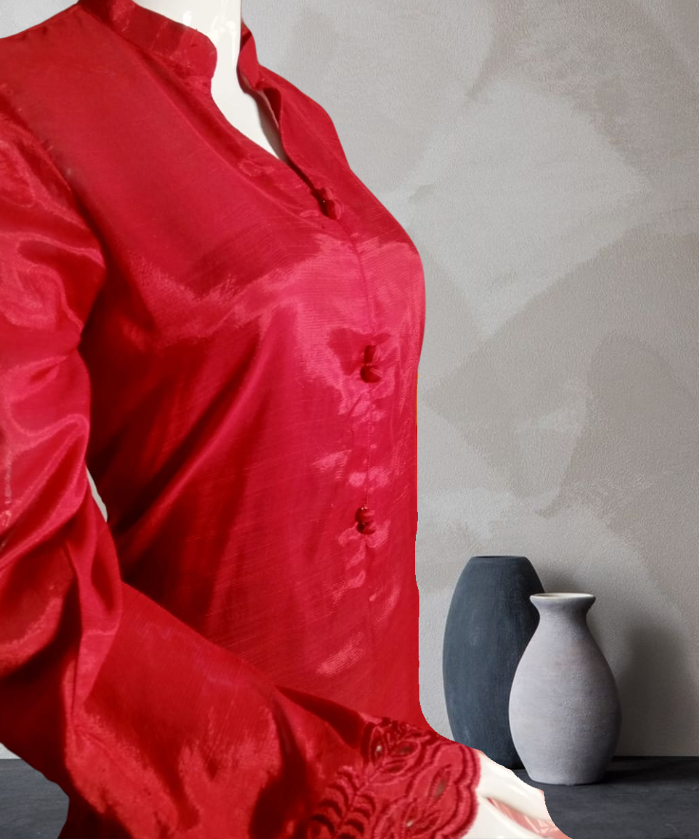 Farshi Shalwar Cut Work Red