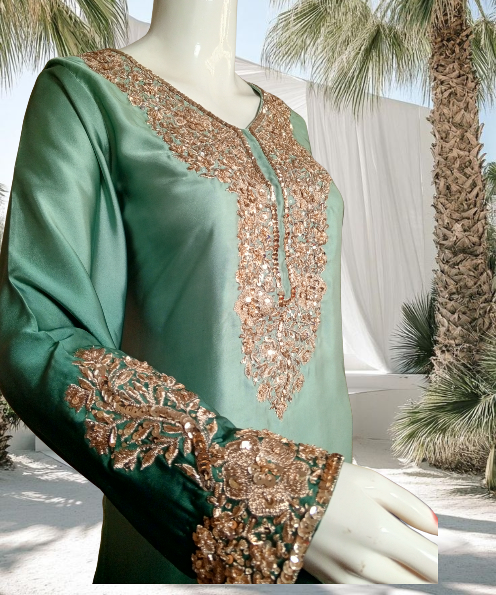 Silk Embroidered Green