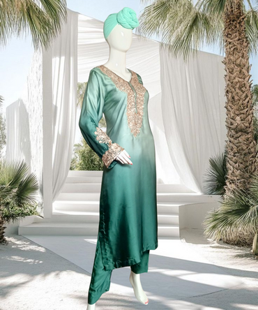 Silk Embroidered Green