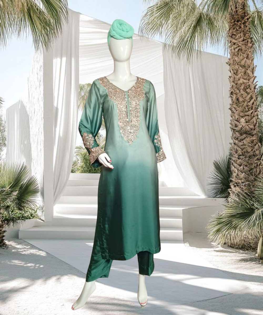 Silk Embroidered Green
