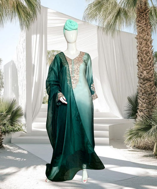 Silk Embroidered Green