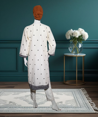 Cotton Net Embroidered White