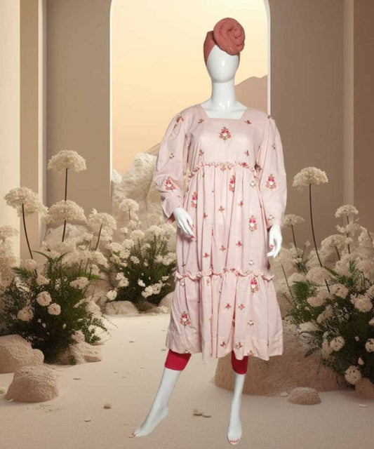 Lawn Embroidered Pink Frock