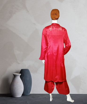 Farshi Shalwar Cut Work Red