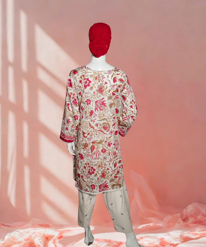 Lawn Embroidered White And Red