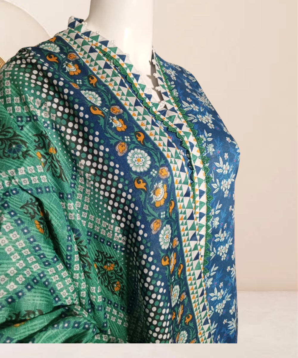 Lawn Printed Blue And Green