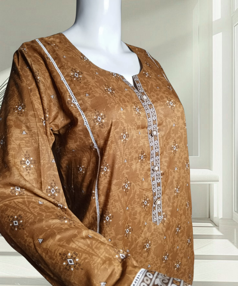 Lawn Printed Mustard