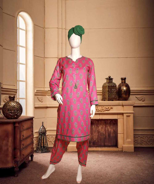 Lawn Printed Pink Shalwar Kameez