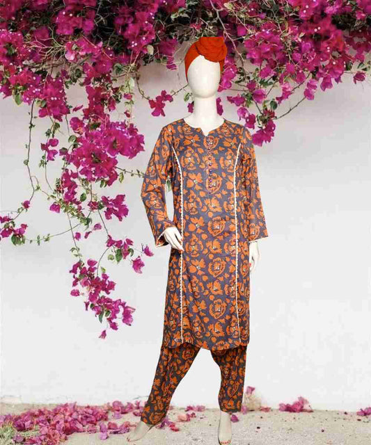 Lawn Printed Orange