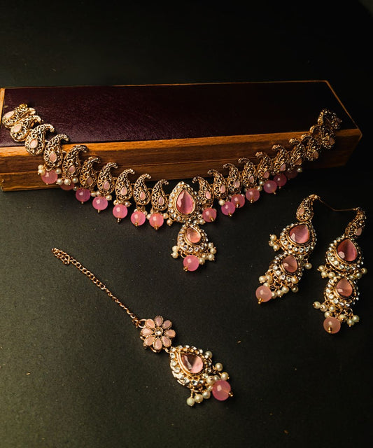 Rosy Blossom Traditional Jewelry Set