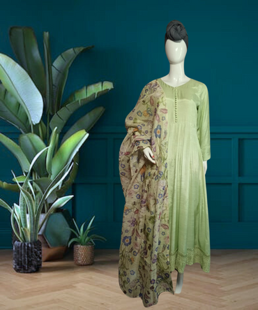 Cotton Silk Peshwas Green