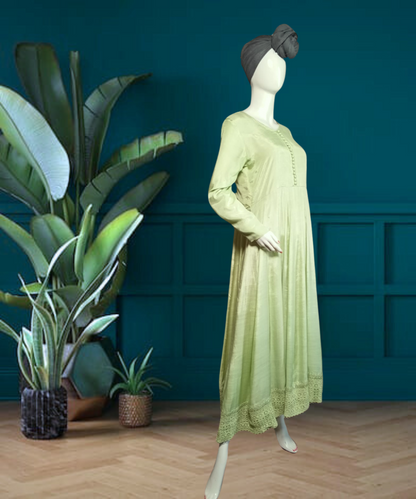 Cotton Silk Peshwas Green