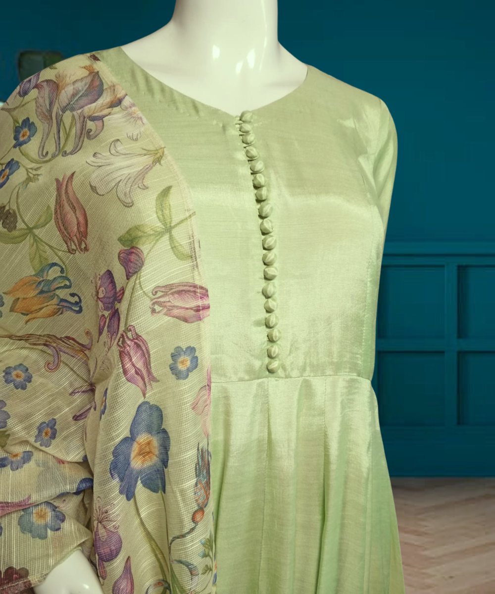 Cotton Silk Peshwas Green
